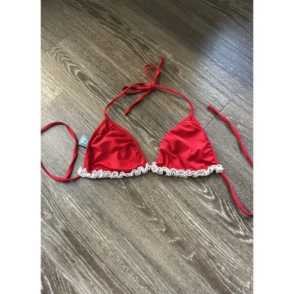 Ujena 84 Other - VTG Red Ruffle Bikini Top Sexy Y2K Beach Feminine Coquette USA Made